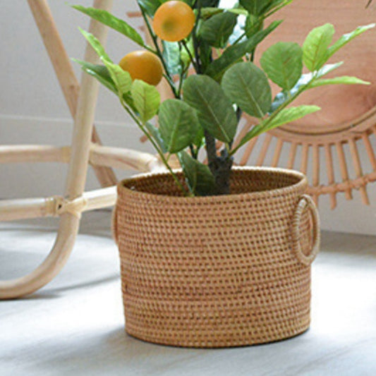 Handwoven Rattan Storage Bucket